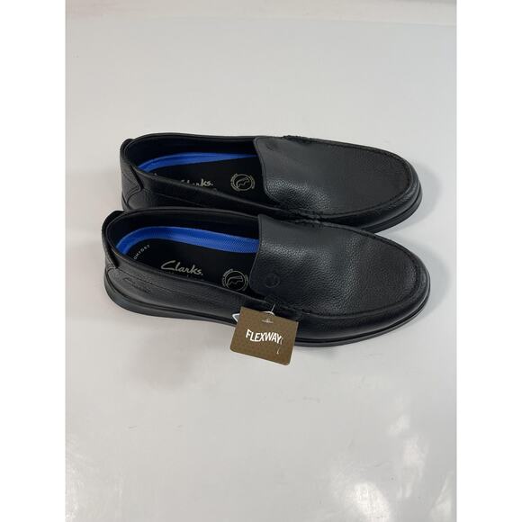 Clarks Flexway Step Shoes Mens Size 7.5 Black Leather Slip On Loafers New main image 12